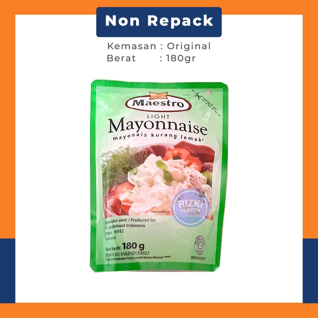 Jual Maestro Mayonaise Light Rendah Lemak Mayones kemasan pouch 1kg ...